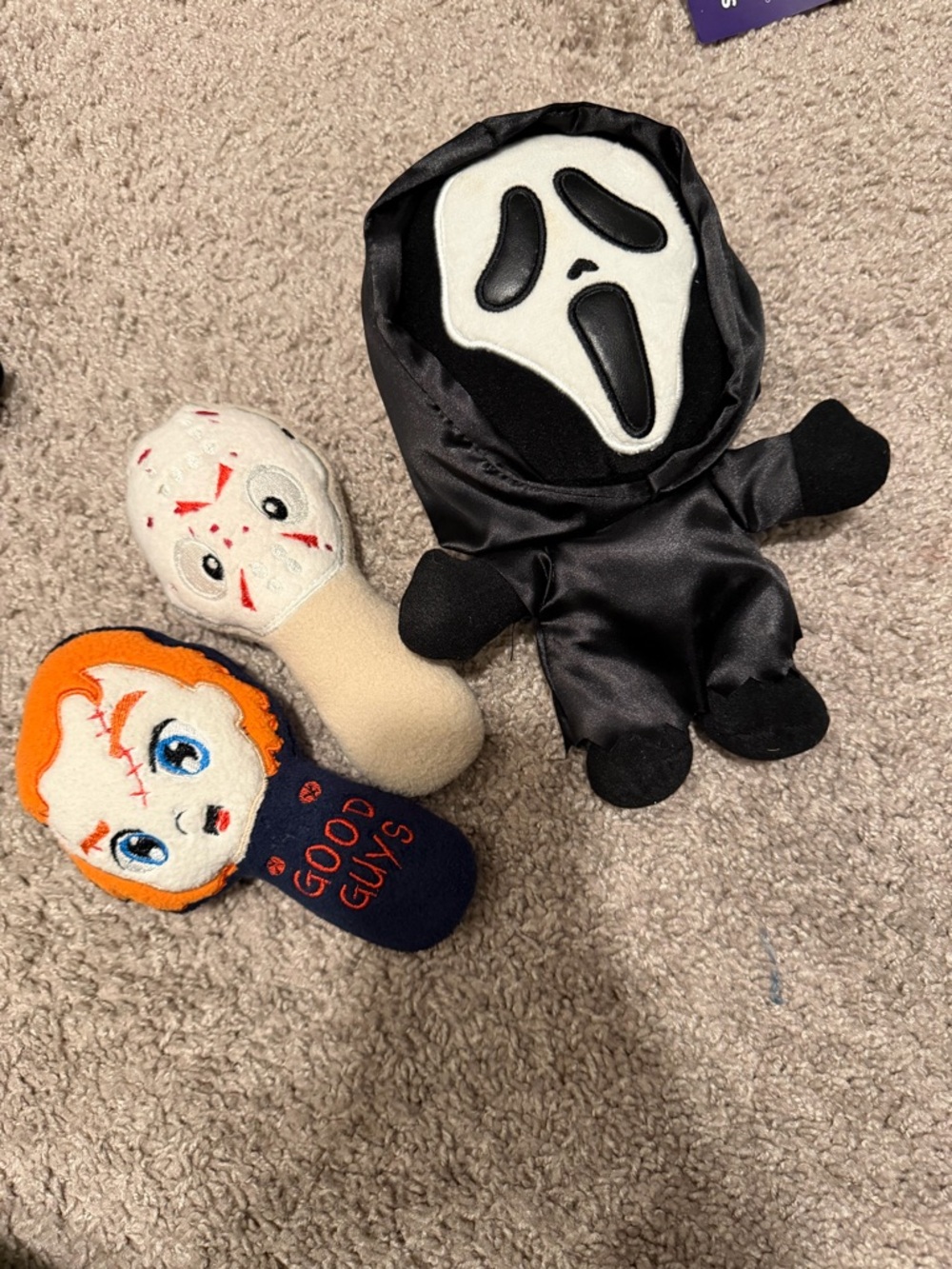 Set of 3 Horror Character Plush- chucky & Jason are rattles- ghostface plush